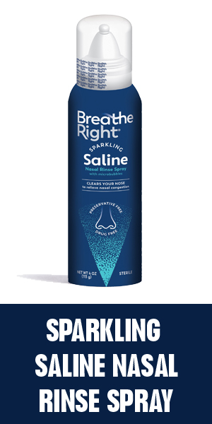 Breathe Right Sparkling Saline Rinse Spray, Relieves Nasal Congestion, 4oz