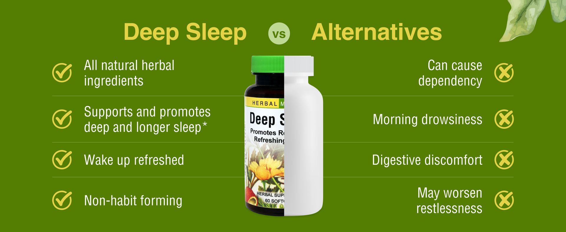 Herbs Etc. Deep Sleep Softgels, Organic Chamomile & Lemon Balm, 60 Count