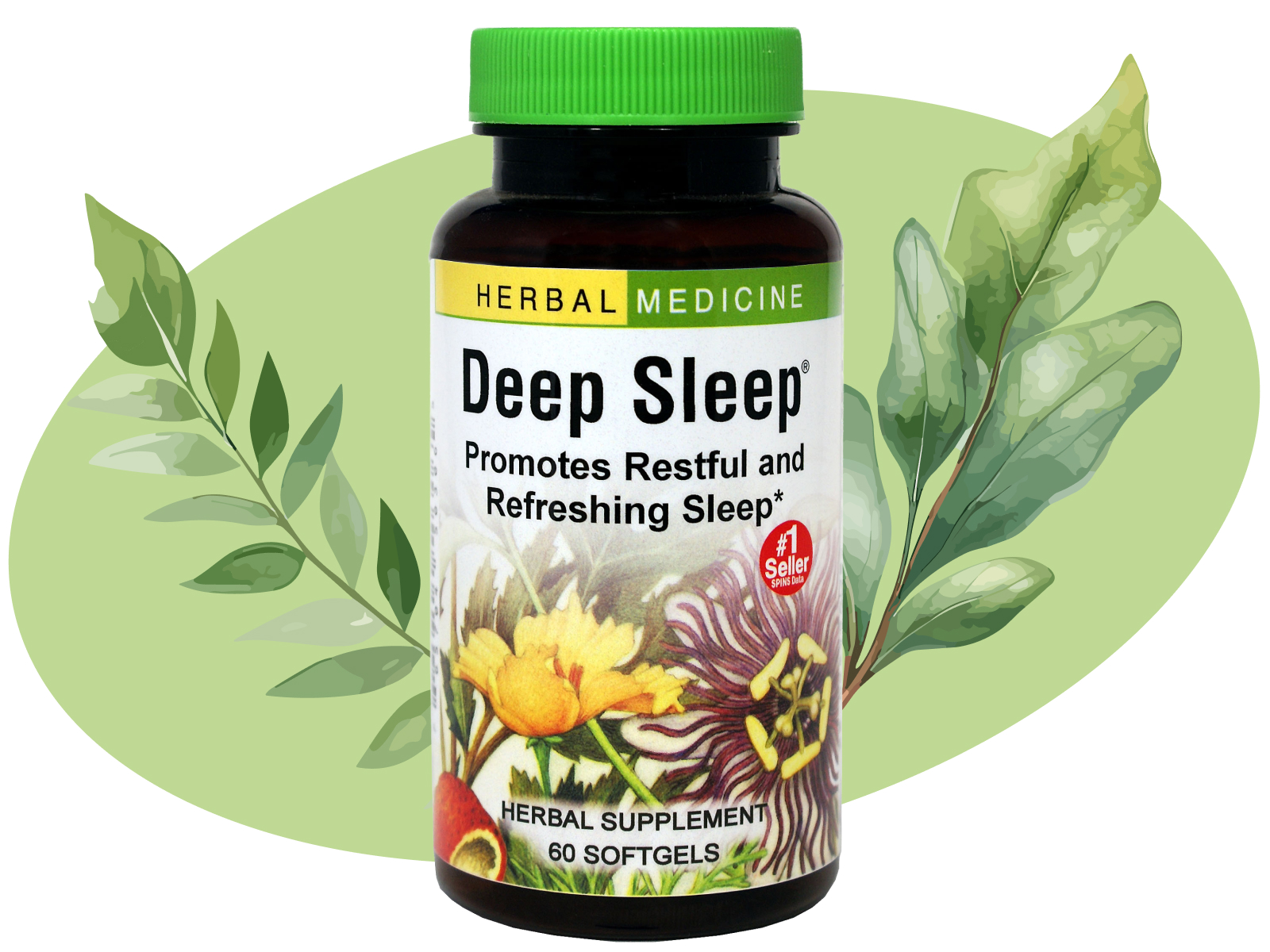 Herbs Etc. Deep Sleep Softgels, Organic Chamomile & Lemon Balm, 60 Count
