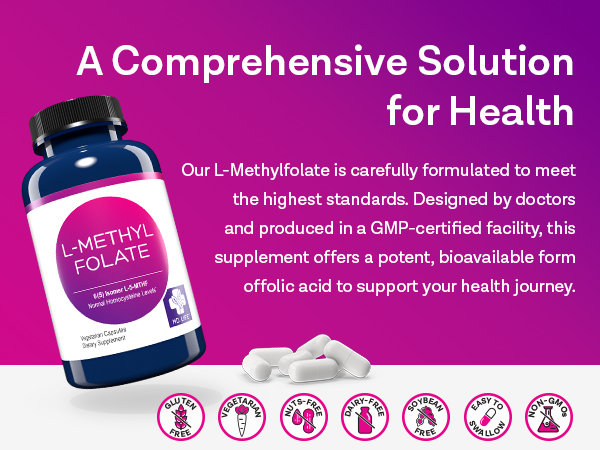 MD. Life L-Methylfolate 10 mg, Professional Grade, 60 Capsules, 5-MTHF
