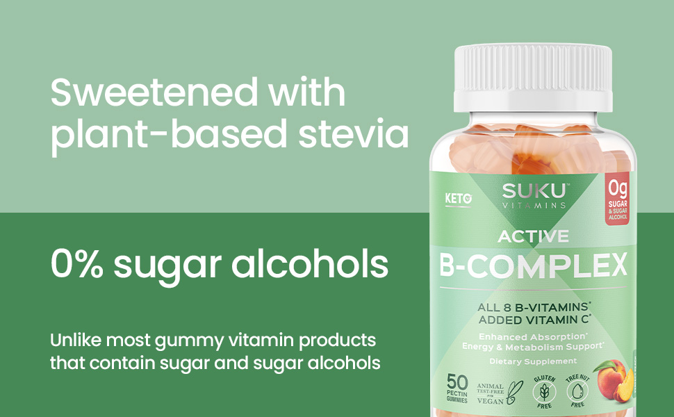 SUKU B Complex Gummies, 8 B Vitamins, Energy & Metabolism