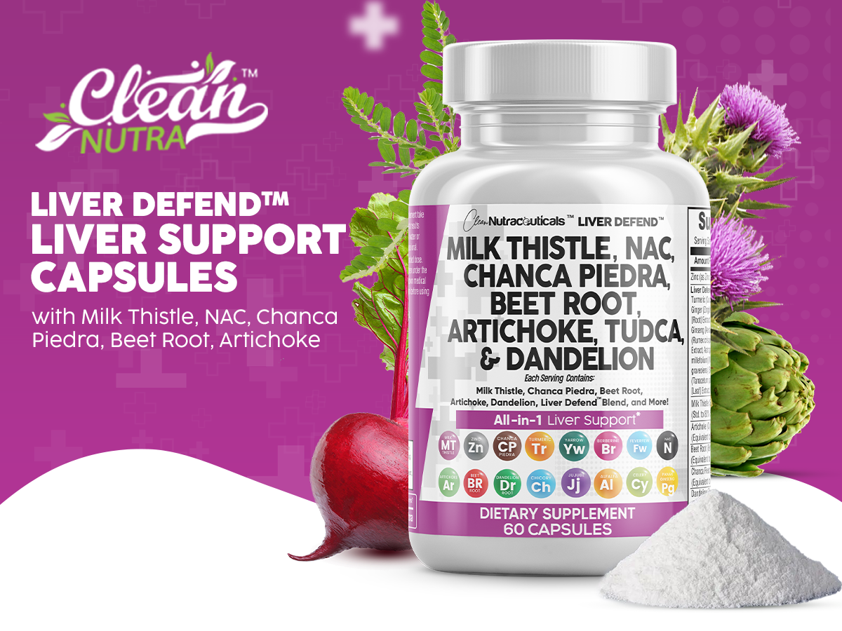 Clean Nutraceuticals Milk Thistle NAC Chanca Piedra Beet Root Artichoke Astragalus Dandelion Root - Liver Cleanse Detox & Repair Supplement Plus TUDCA Choline & Ginger - 1Pack