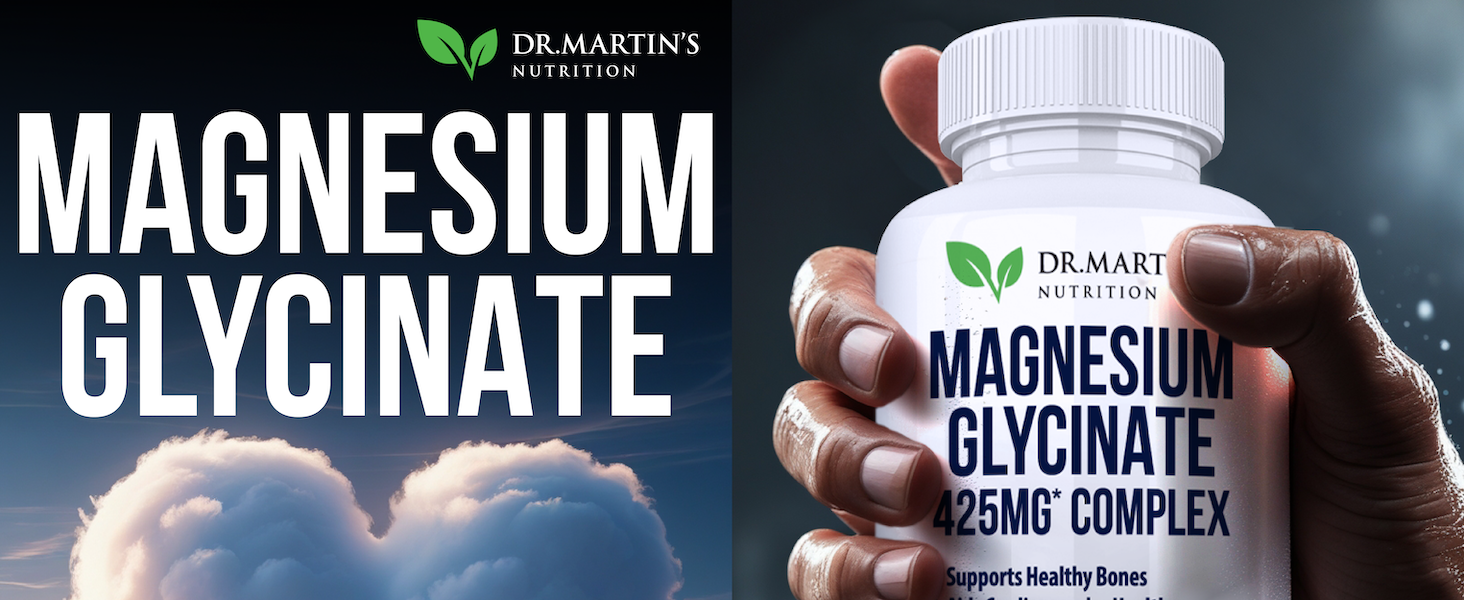 Premium Magnesium Glycinate 425mg - 180 Vegan Capsules - Helps with Stress Relief, Sleep, Muscle Cramps & Healthy Heart |