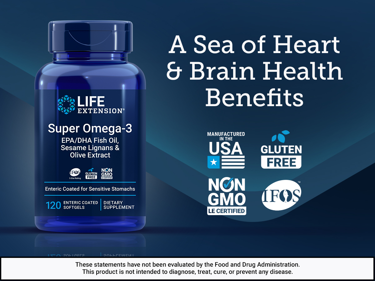Life Extension Super Omega-3 EPA/DHA Fish Oil, 120 Softgels
