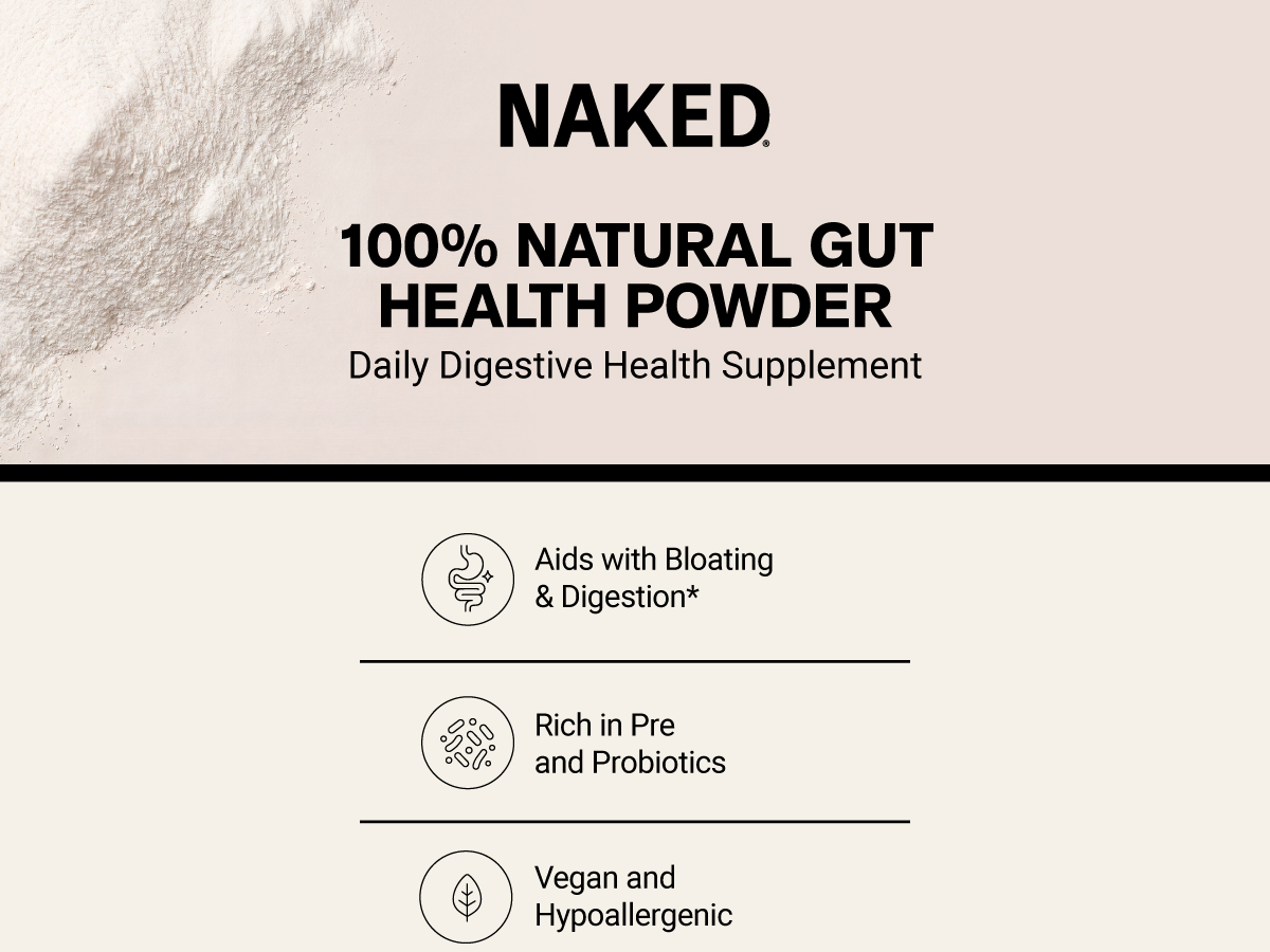 NAKED Gut - Daily Gut Health Supplement - Natural Gut Health Powder for Gut Cleanse, Digestive Support, GMO-Free, Soy-Free, Gluten-Free, Vegan and Hypoallergenic, 40 Servings