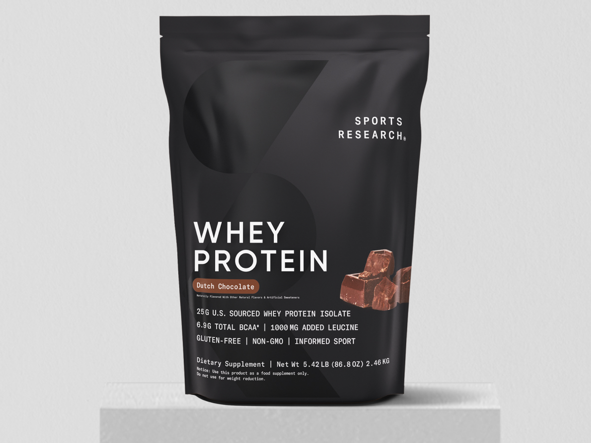 Sports Research® Whey Protein Isolate Powder Dutch Chocolate, 5.42lb Bag