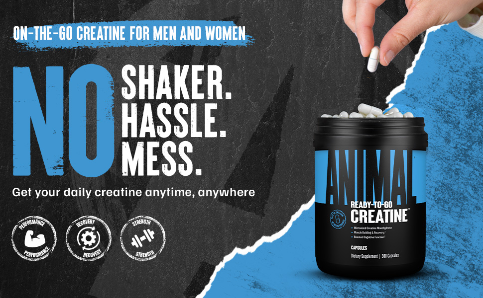 Animal Creatine Monoydrate Powder Capsules for Men & Women | 300 Count