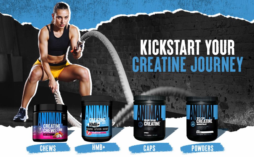 Animal Creatine Monohydrate Chews for Men & Women | Fruit Punch 120 Count