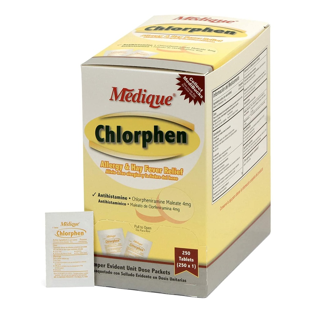 Medique Clorfen Alergie Relief 4 mg Chlorpheniramina Maleate Tablet, 1 per cutie