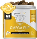 Câine Peste Suplimente Ulei de pește - 120 Omega 3 Vitamine de pește ulei de câine, Veterinarian Formulated Itching Relief pentru câini, Natural Omega 3 Ulei de pește pentru câini, Piele de câine și Suplimentul de haina (Arovă nostru)