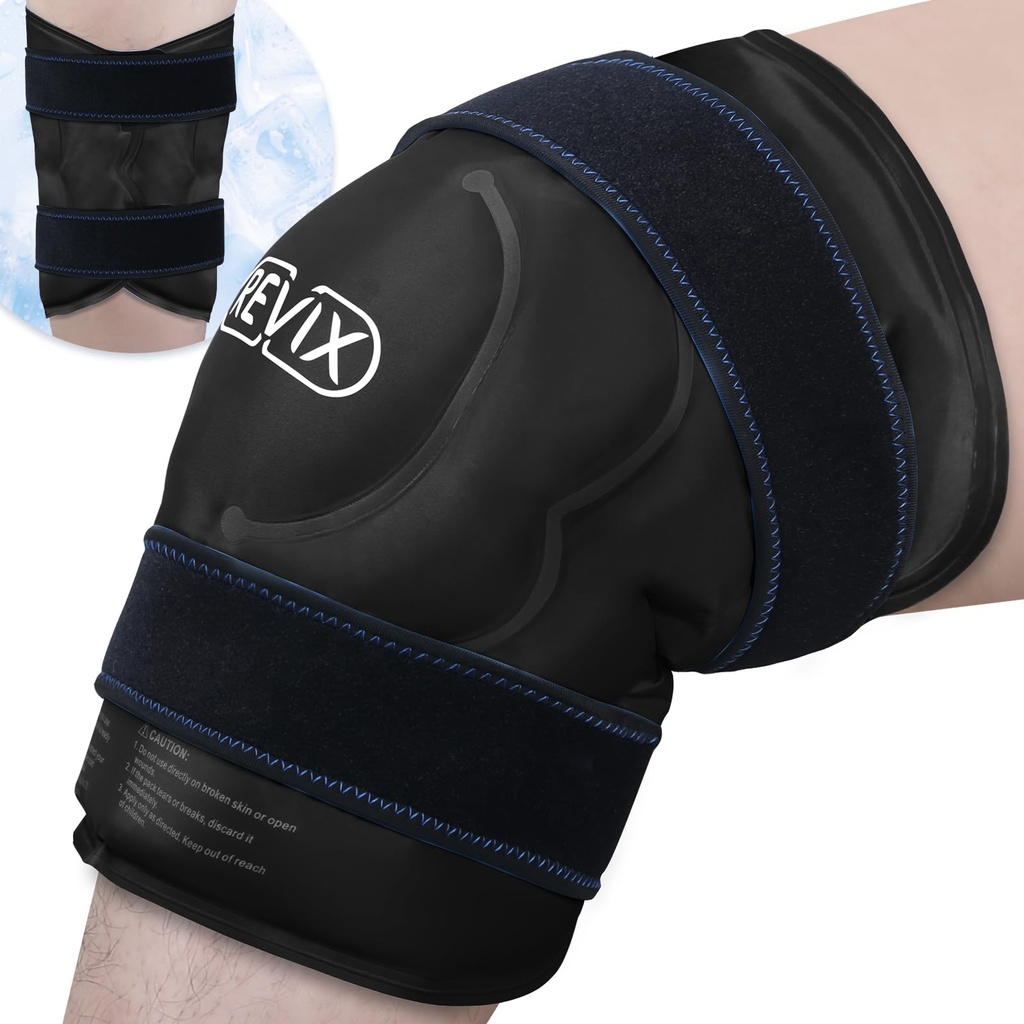 REVIX 20' XXXL Recusable Ice Knee Wrap for Discomfort Reduction, Extra Large Therapy Gel Pack for Knee, Back, Lumper Relaxation and Post-workout Recovery, Soft Plush Lining Cold Pack
