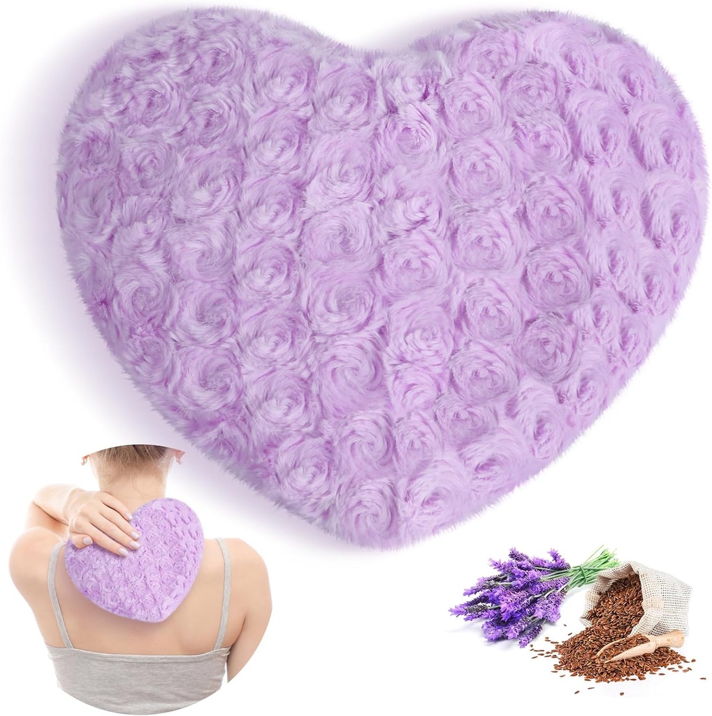 Atsuwell Microwavable Încălzire Pad, Cald Compress Moist Încălzire Pack, Parfumate Lavandă Arunca pernă și semințe de in Fluffy Microwave Pad pentru articulații, Neck, Back, Muschi, Purple