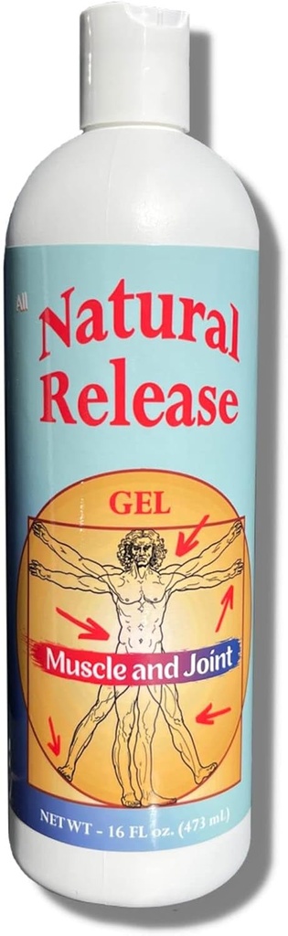 Natural Release Muscle & Joint Gel pentru oameni - Ajutor pentru Sore Back, Genunchii, Hips, Stres muscular, Crampe de noapte, Dureri, Stranguri, Discomfort - Acționare rapidă, Mentol gratuit (16 oz)