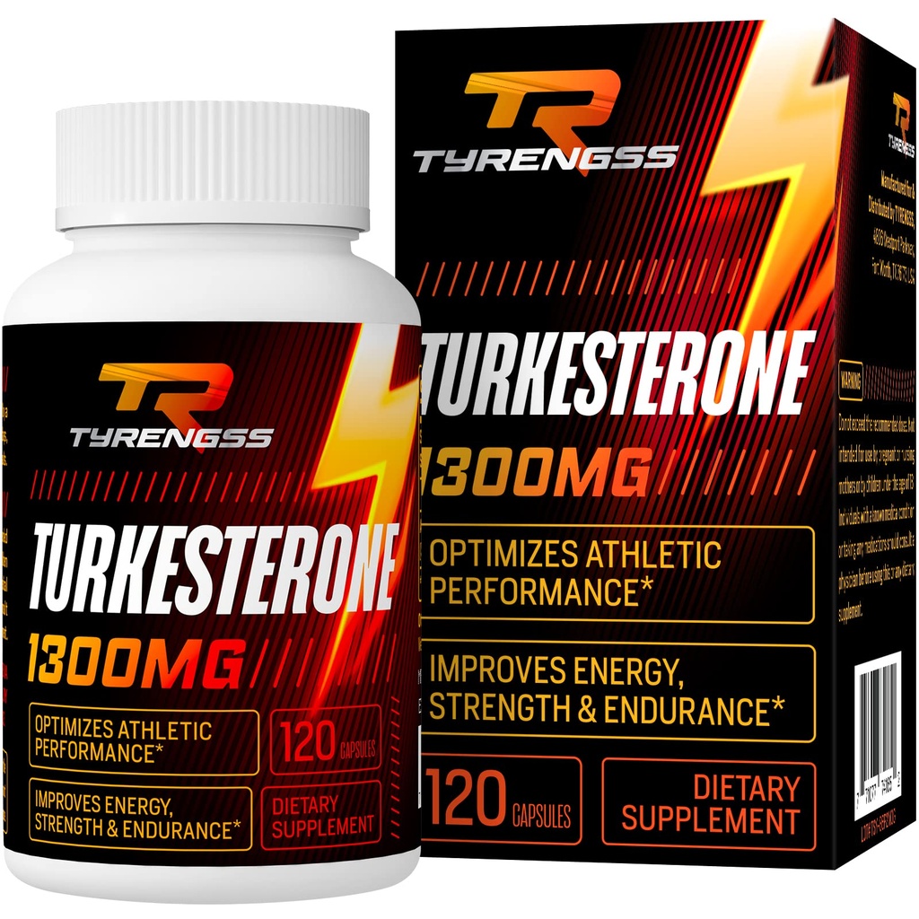 Testosteron Booster, Turkesteron Supliment 1300mg Ultra Putere mare (Ajuga Turkestanica Extract Std. la 20% Testosteron), pentru performanta sportiva si masa musculara,120 capsule