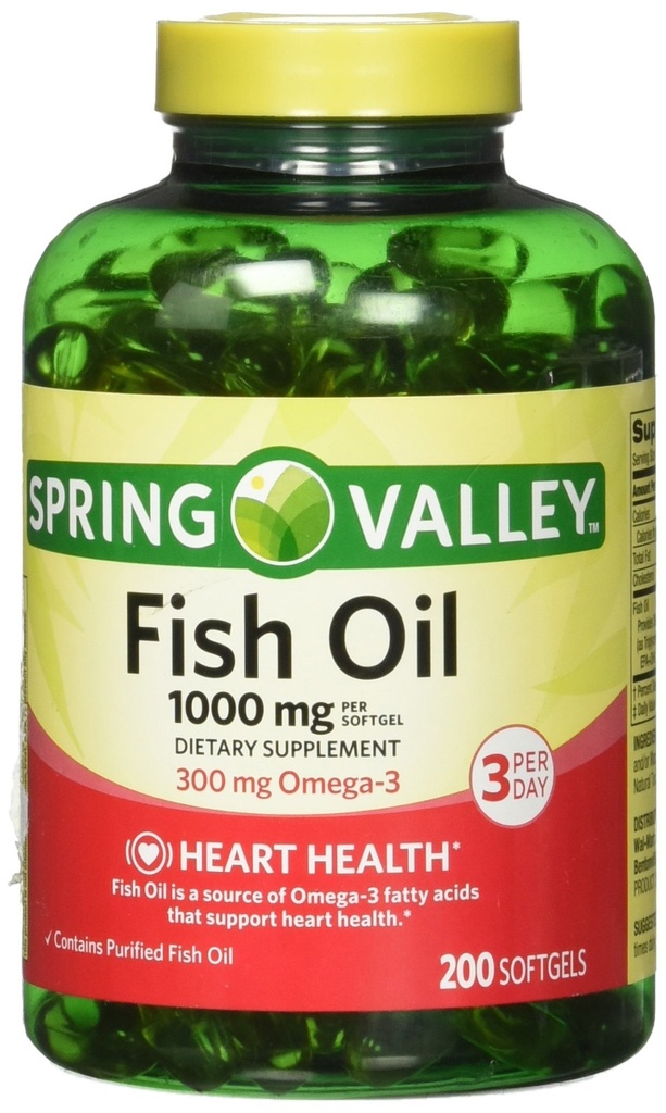 Valea Primăverii Toate naturale de peşte ulei de inima Sănătate 1000 Mg/300 Mg Omega-3 200 Gel moale