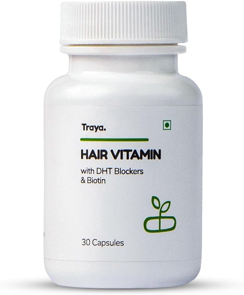Capsule de vitamine pentru păr Sheltr, capsule naturale DHT Blocker & Biotin pentru creșterea părului, controlul căderii părului, conține 12 mcg Biotină, vitamina, fier de fier, Omega 3 & Bringraj (30 Multivitamine pentru păr)