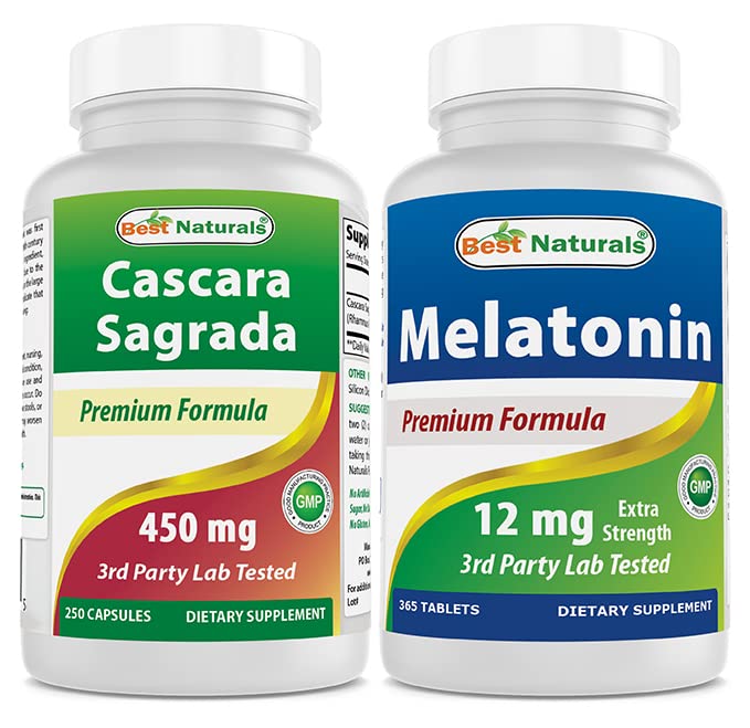 Cele mai bune Naturale Cascara Sagrada 450 mg & Melatonina 12 mg