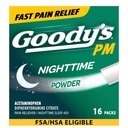 Goody's Nighttime Powder, Pain Relieiver & Sleep Aid with Acetaminophen & Difenhidramine Citrate, Caffeine Free, 16 Count