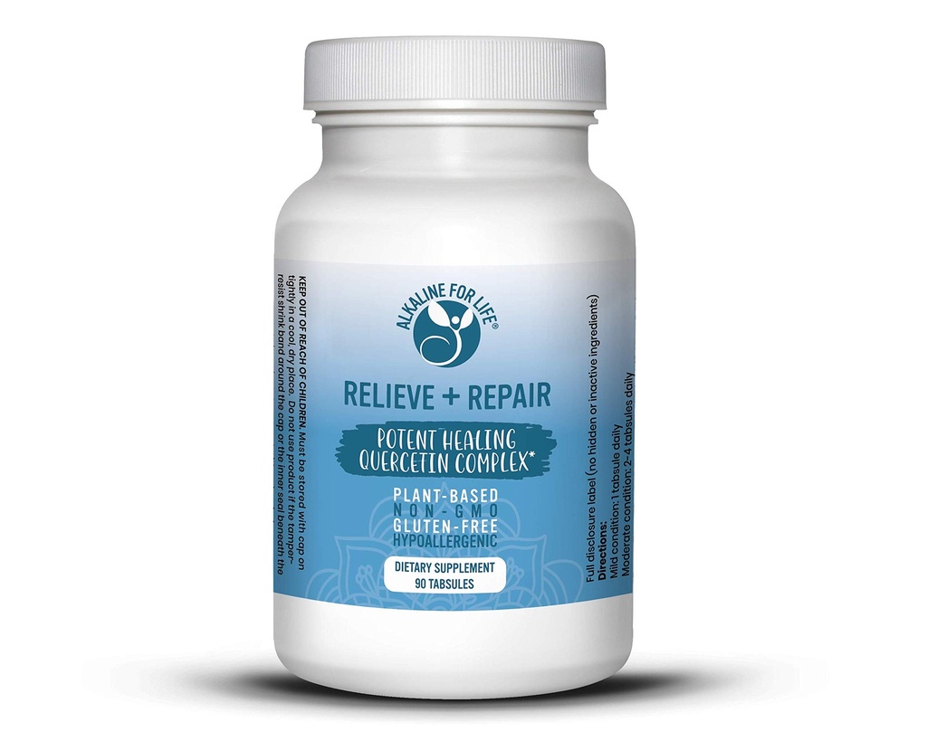 Relieve + Repair Querbetin 1000mg, Pudră de suc de rodie, Supliment antioxidanți OPC - Querbetin Pur Dihidrat - Formular preferat pentru Biodisponibilitatea (90 Taburi)