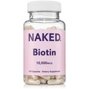 NAKED Biotin 10000mcg - Max Putere Vitamina B7 Supliment pentru par sanatos, Skin & Nails Support - Non-GMO, Gluten-Free, Vegan - Sustine productia de keratina - 120 capsule