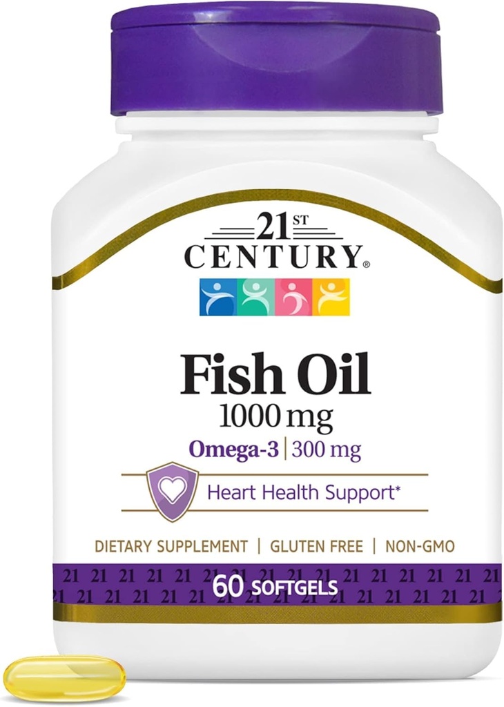 21st Century Fish Oil 1000 Mg Softgels, 60 Count (Pachet de 2)