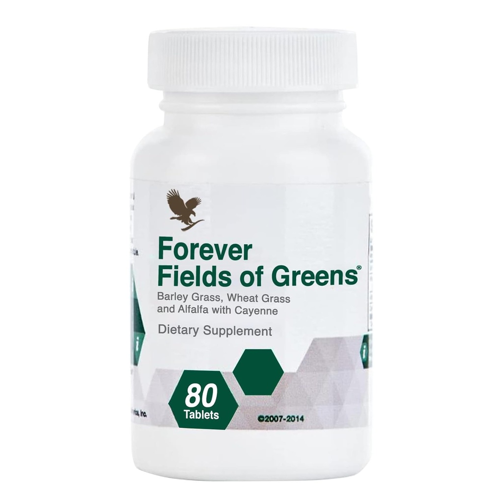 Veşnic viu - Câmpuri de verdeţi, Superfood verde supliment cu Barley Iarbă, Iarbă de grâu, şi Alfalfa la curăţare şi alcalizare, 80 comprimate