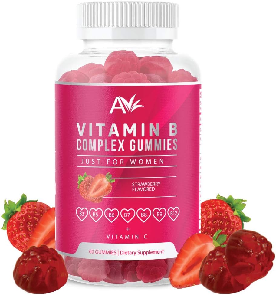 Avilana Vitamina B Complex Just for Women Vegan Gummies with Vitamina B12, B7 (Biotina), B6, B3 (Niacina), B5, B6, B8, B9 (Folate)s, Energy and Healthy Immune System (1 Pack)