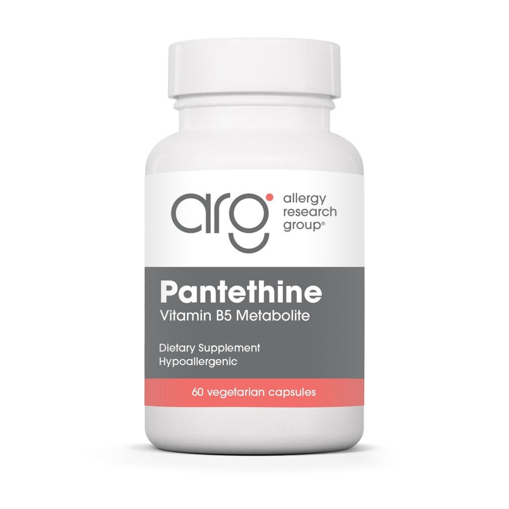 Alergie Grupul de cercetare Pantetine Supliment - Vitamina B5, Acid pantotenic, suport metabolic, suport hepatic, Supliment cardiovascular, Coenzima A, 660 mg Capsule vegetariene - 60 Conte