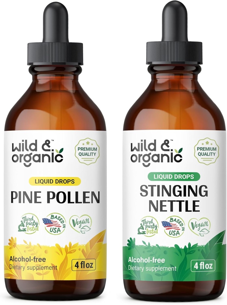 Pine Polen sălbatic și organic Tinctură 4 fl oz & Stingător Root Tincture 4 fl oz