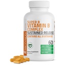 Bronson Super B Vitamina B Complex susţinut de eliberare lentă (Vitamina B1, B2, B3, B6, B9 - Acid folic, B12) Conţine toate vitaminele B 60 comprimate