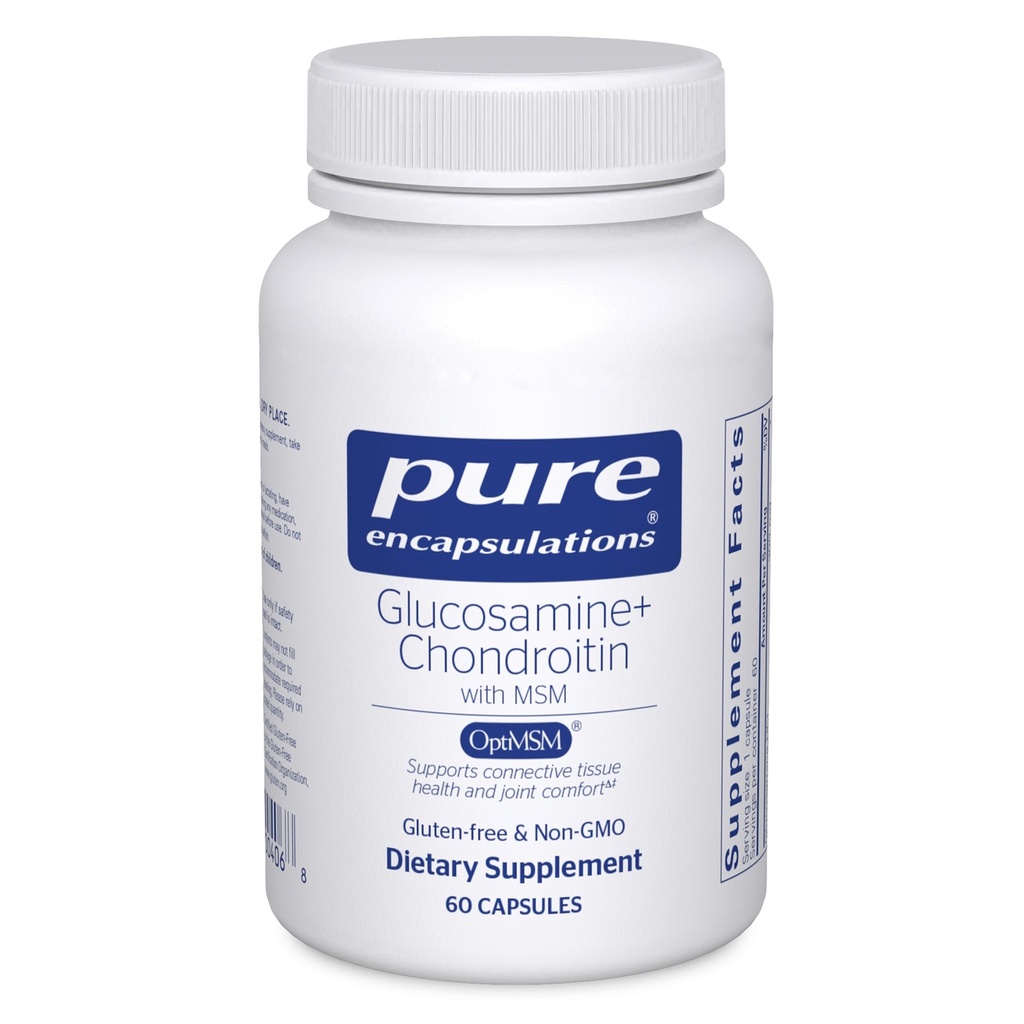 Pure Encapsulations Glucosamine Chondroitin with MSM - Supports Joint Health & Normal Cartilage Formation* - Menţine activitatea enzimatică - Gluten-free & non-GMO - 60 capsule