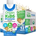 Orgain Organic Kids Proteina nutritionala Shake, Vanilie, Sanatos Copii Snacks, 8g Proteina lactate, 3g Fibră, 22 Vitamine & Minerale, Nu Ingrediente soia, Gluten gratuit, Non-GMO, 8.25 Fl Oz (Pachet de 12)
