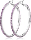 925 Cercei de argint Sterling Grandestone cercei Hoop Big Cubic Zirconia cercei Hoop Thin Rinstones rotund cercei Hoop pentru femei 20/30/40/50606070mm Hoops sclipitoare cu cristale pentru femei