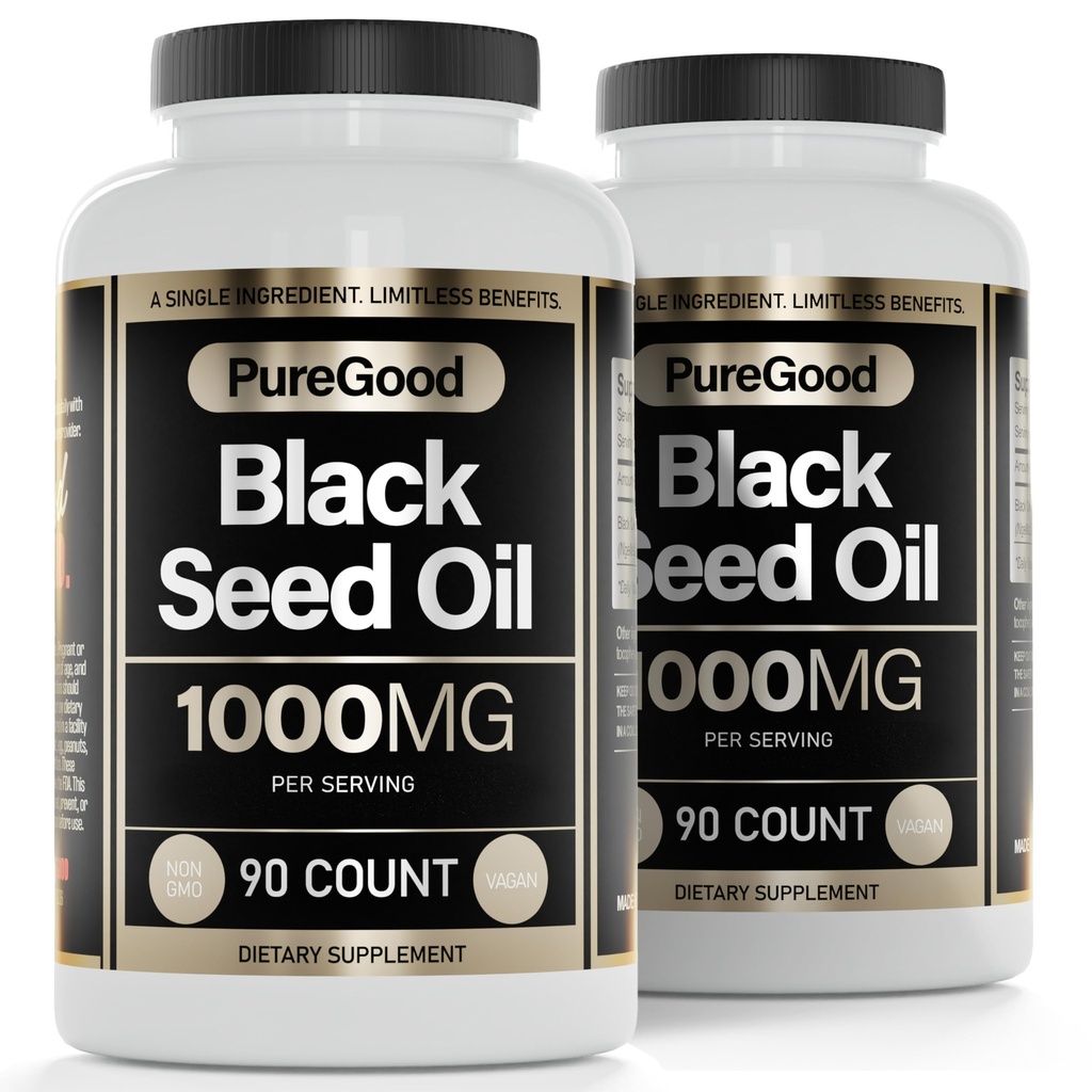 2 Pachet - Capsule de ulei de semințe negru, 500 Mg, apăsați la rece de mare potențial Digestive de ajutor, 90 Conte 100% Non OMG Pure capsule de ulei de chimen negru