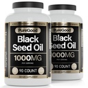 2 Pachet - Capsule de ulei de semințe negru, 500 Mg, apăsați la rece de mare potențial Digestive de ajutor, 90 Conte 100% Non OMG Pure capsule de ulei de chimen negru