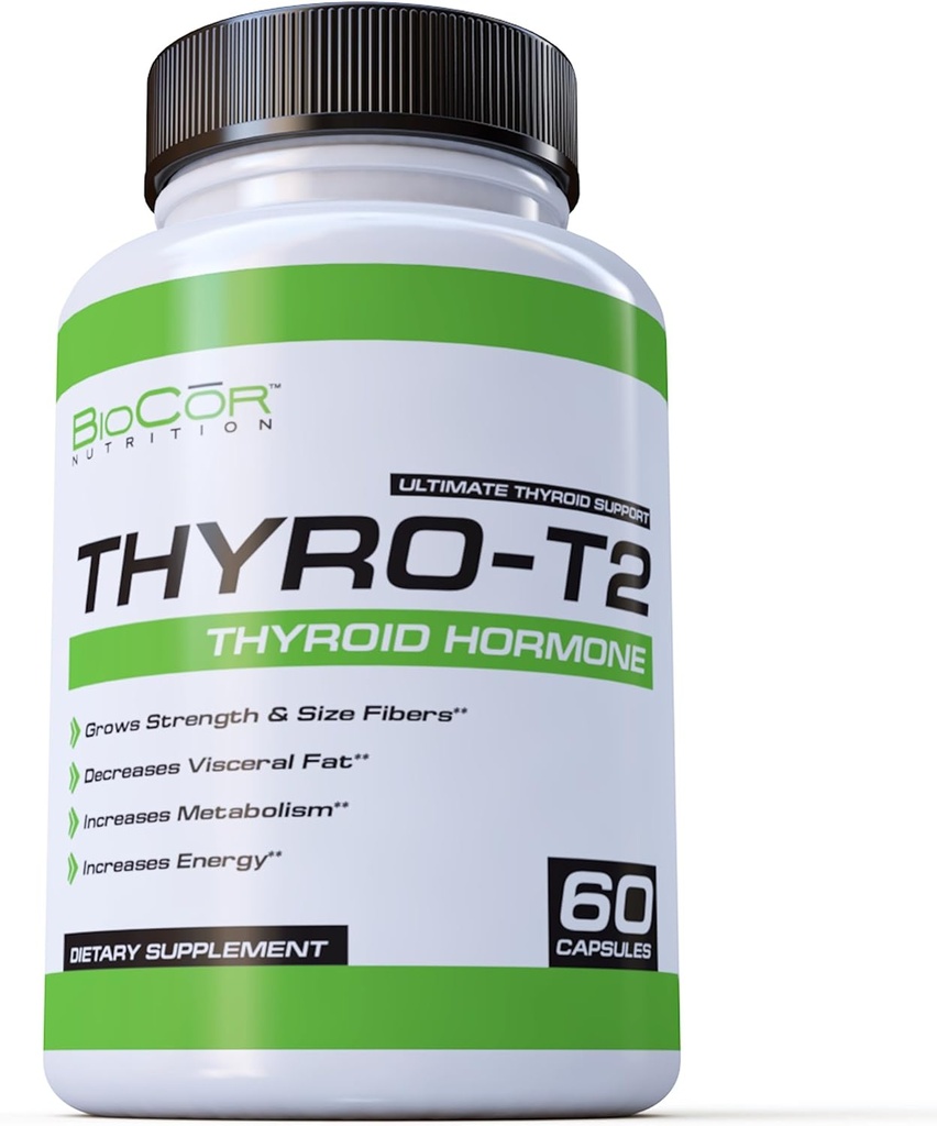 BioCor Nutriție Thyro-T2 supliment de hormon tiroidian Fat Burner - stimularea metabolismului și pierderea în greutate (60 capsule - 1 lună de aprovizionare)