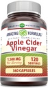 Amazing Formulas Apple Cider Vinegar 1500 mg Per Serving Supplement | Capsules | Non-GMO | Gluten Free | Made in USA (360 Count)