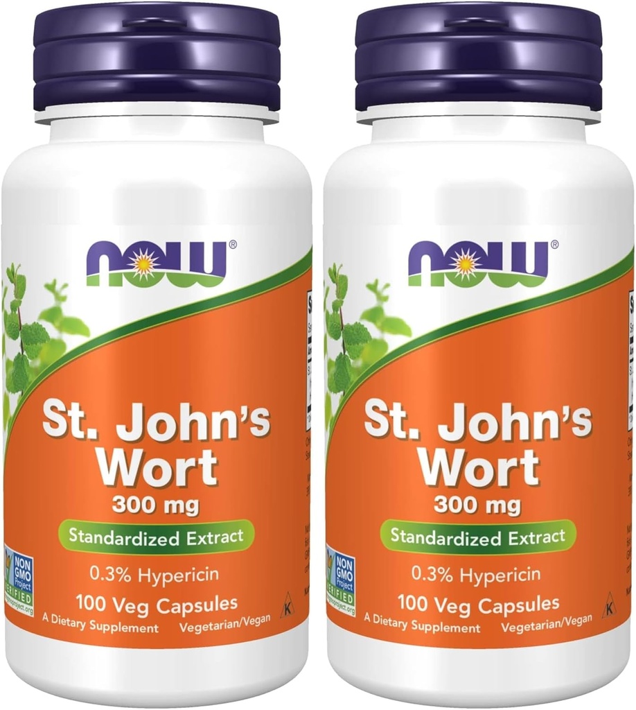 Suplimente acum, sunătoare (Hypericum perforatum) 300 mg, Extract standardizat, 100 Capsule Veg (Pachet de 2)