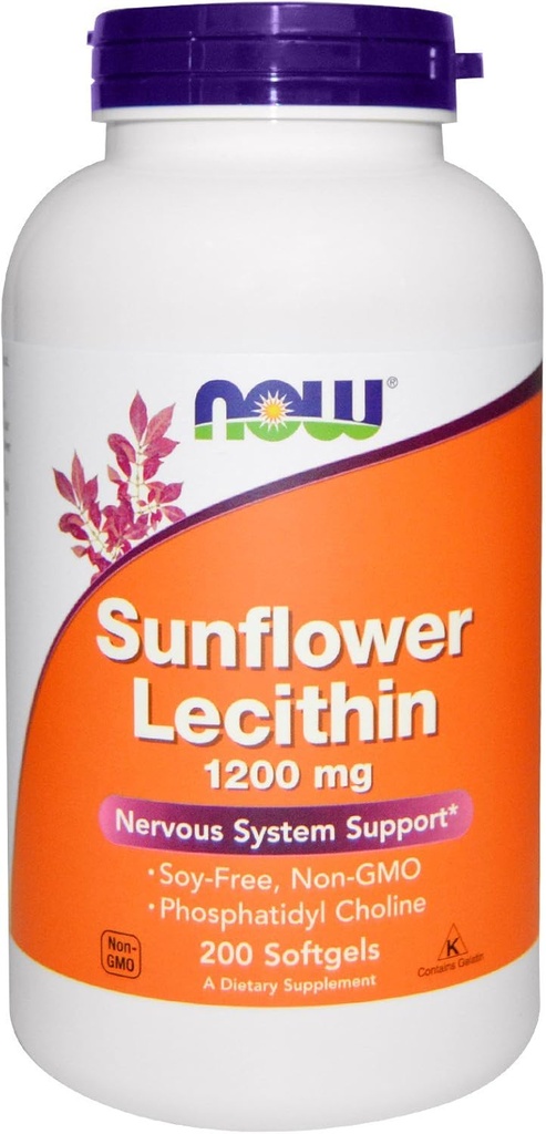 Acum alimente Floarea-soarelui lecitină 1200mg, 200 Softgels, ambalaj de 2