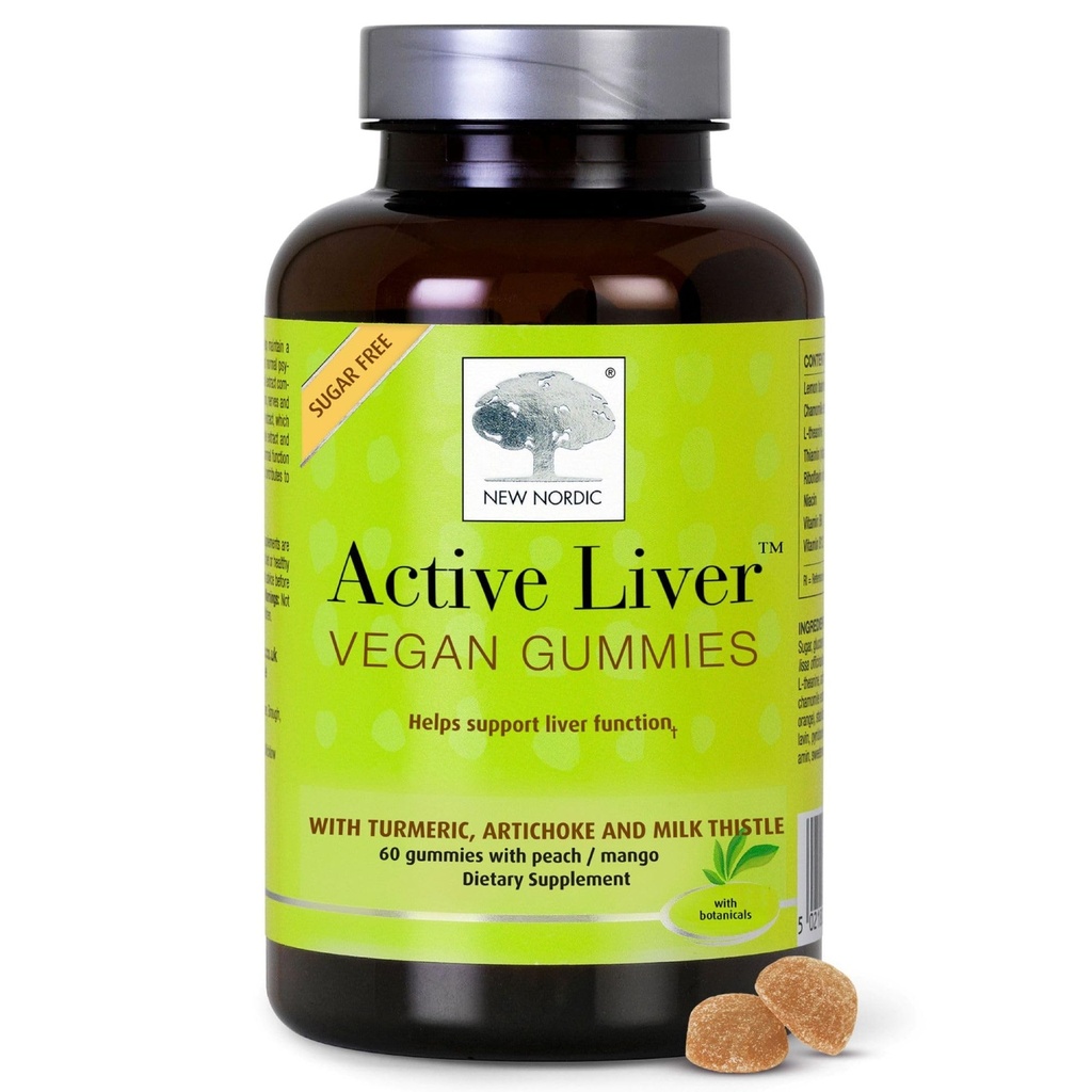 NOW NORDIC Active Liver Gummies, Milk Thistle, Artichoke & Turmeric Supplement, Natural Peach Mango Flavor, Sugar Free & Vegan, 60 Count (Pachet de 1)