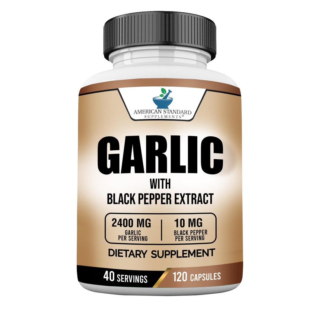 American Standard Suplimente Usturoi 2400 mg Per Servire cu Black Pepper Extract de fructe 