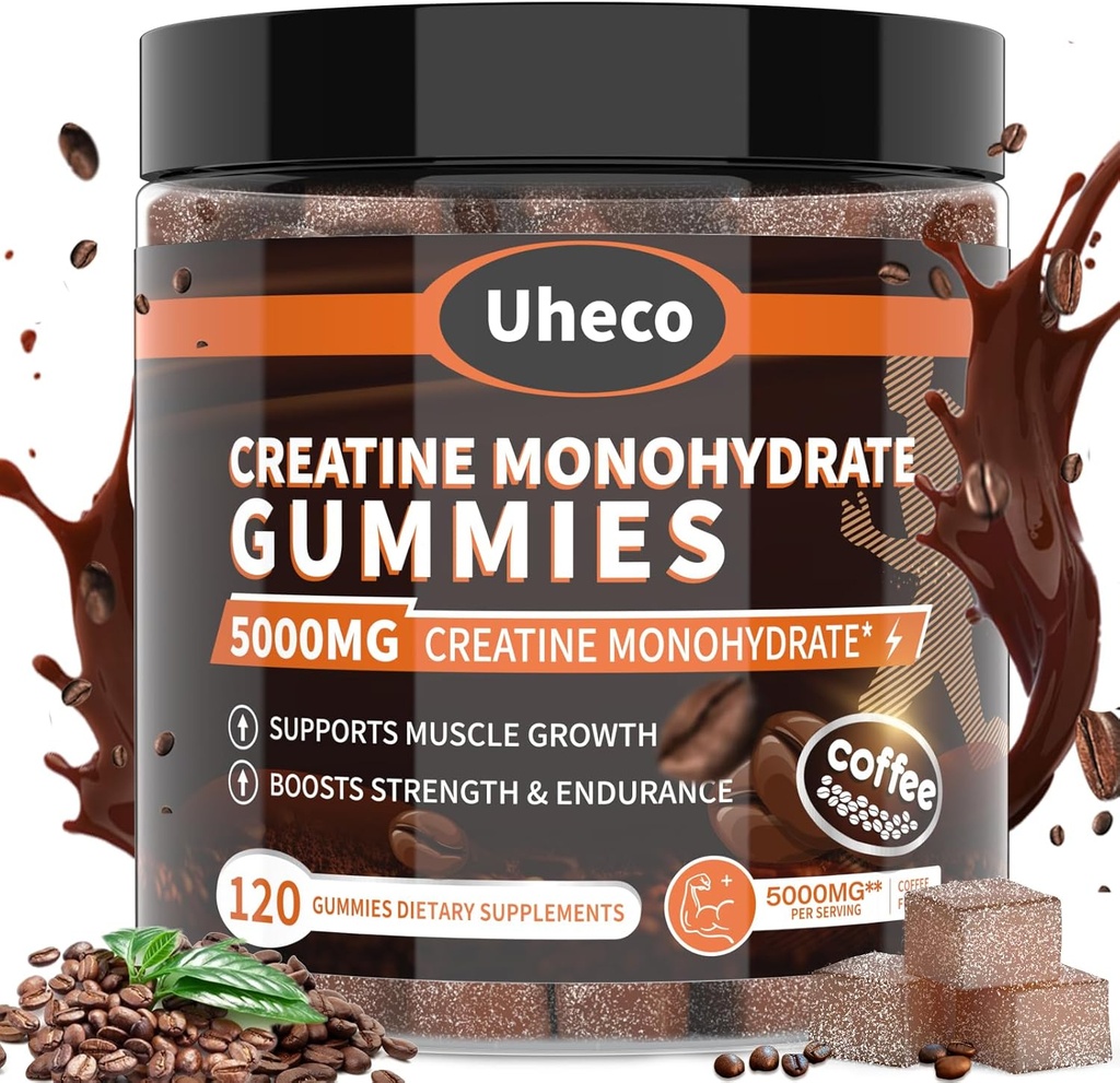 Cafea Aroma Creatina Monohidrat Gummies 5000mg pentru barbati si femei,Contine L-Taurina + Vitamina B12, Betaina, L-Citrulina pentru forta musculara, Imbunatatiti rezistenta la exercitii -116 Conte