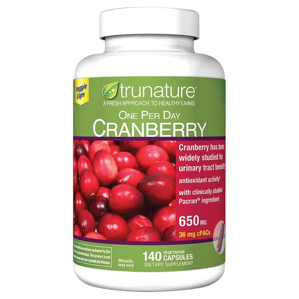 trunature Cranberry 650 mg, 140 capsule vegetariene (3 ambalaje)