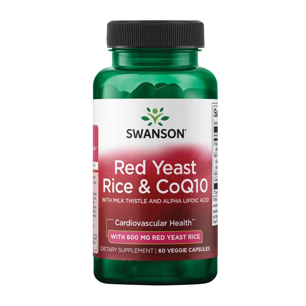 Swanson Traditional Red Yeast Rice & CoQ10 cu Milk Thistle si Alpha Lipoic Acid 60 Veg Capsule