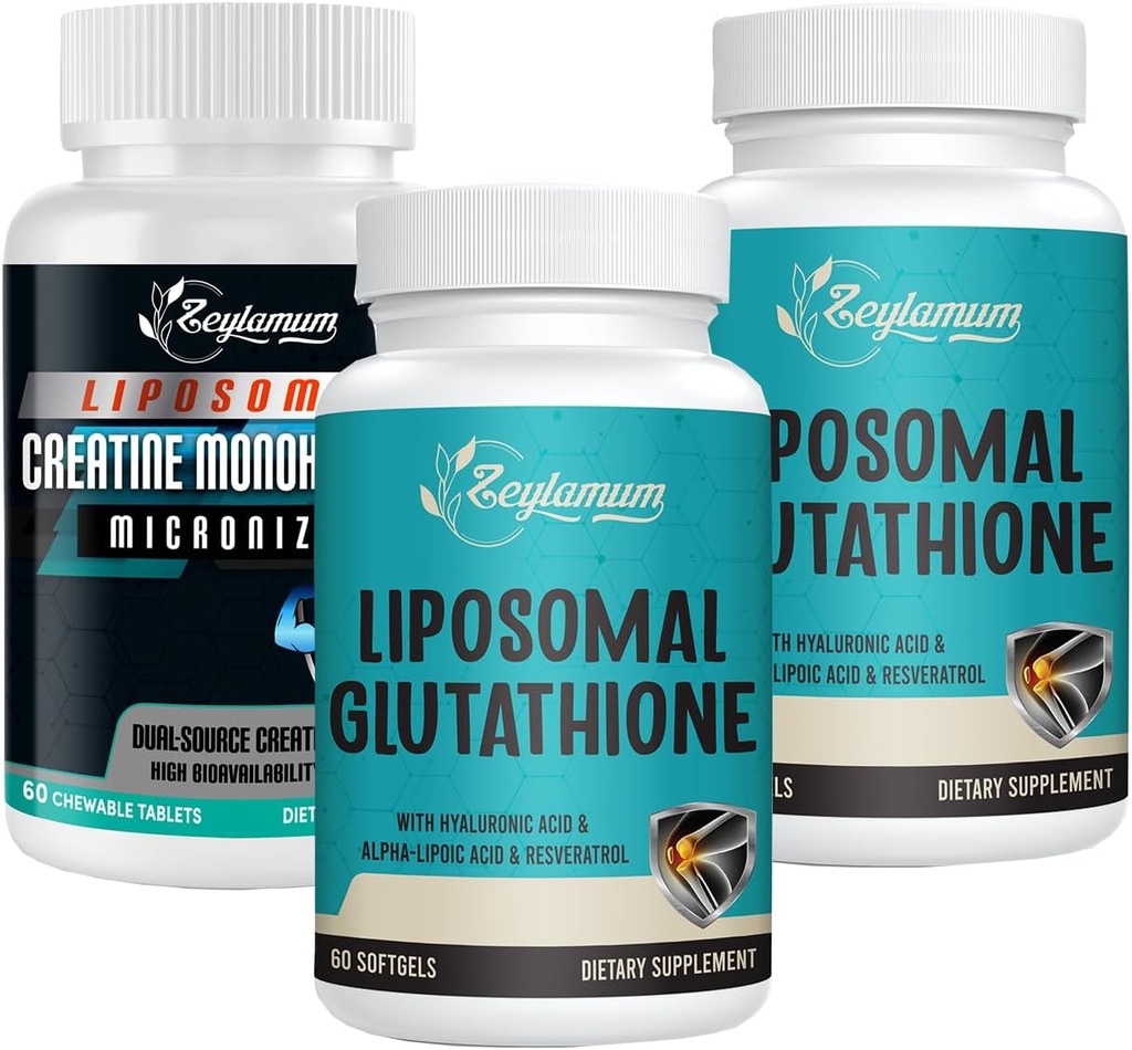 Liposomal Glutatione Softgels - 120 Softgels + Creatin Monohidrat Micronited - 60 Counts