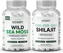 Organics Ocean Wild Sea Moss Capsule și Shilajit One-per-Day pentru bărbați și femei - 100% Irish Sea Moss și capsule pure Shilajit - Suport tiroidian pentru femei și bărbați