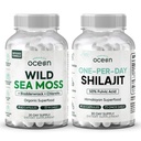 Organics Ocean Wild Sea Moss Capsule și Shilajit One-per-Day pentru bărbați și femei - 100% Irish Sea Moss și capsule pure Shilajit - Suport tiroidian pentru femei și bărbați