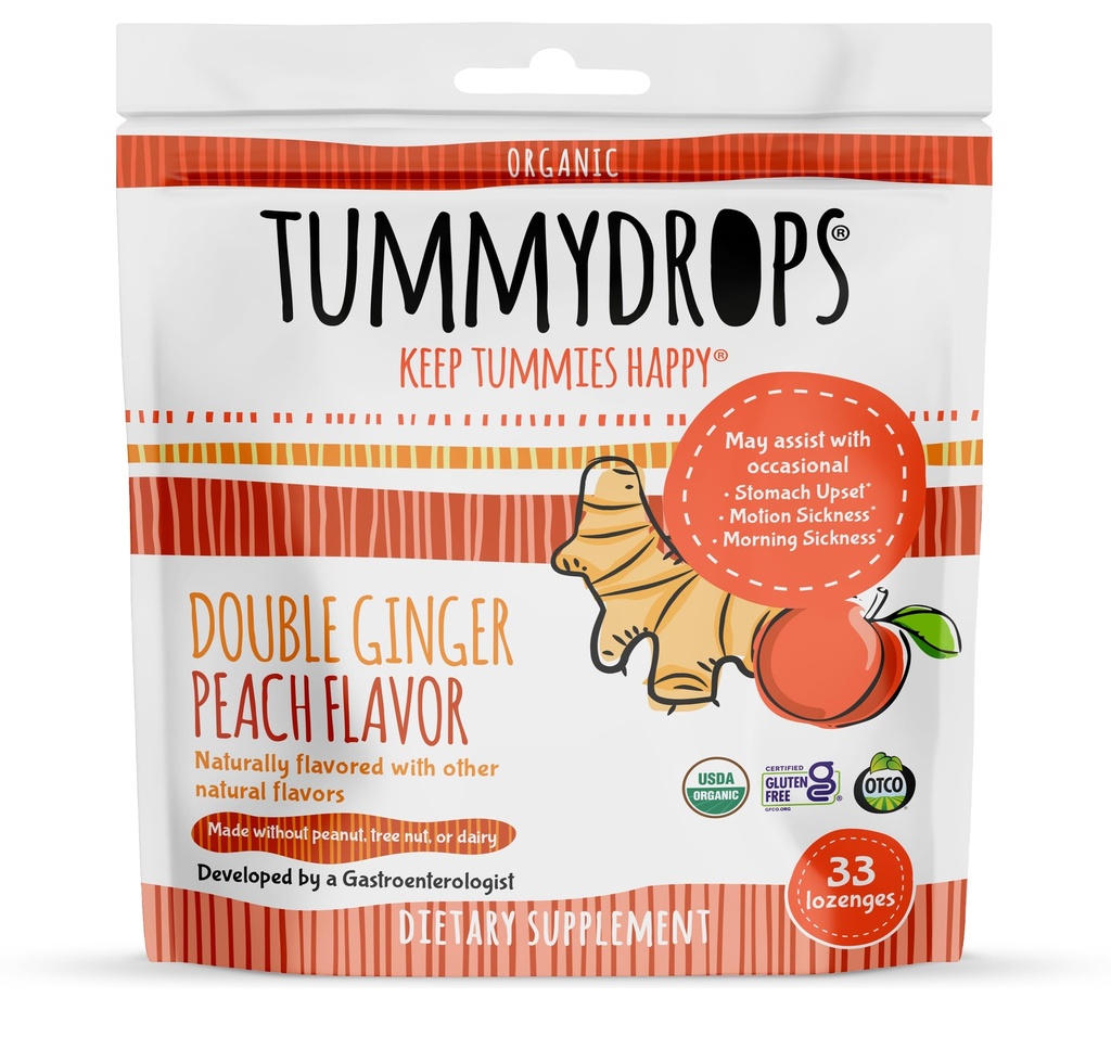 Tummeldrops USDA Organic Double Ginger Peach, 33 de pastile