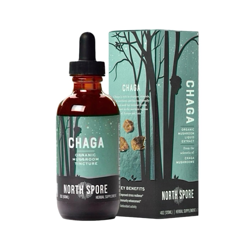 North Spore Organic Chaga Mushroom Tinctură (4 oz) 