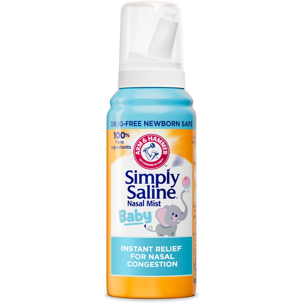 ARM & HAMMER Pur și simplu Saline Baby Nasal Mist Saline Spray, 1.6 oz